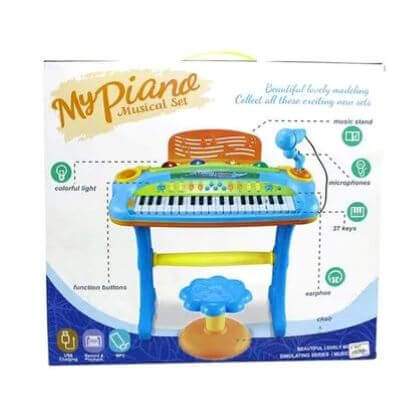 PIANO MUSICAL CON MICROFONO Y SILLA