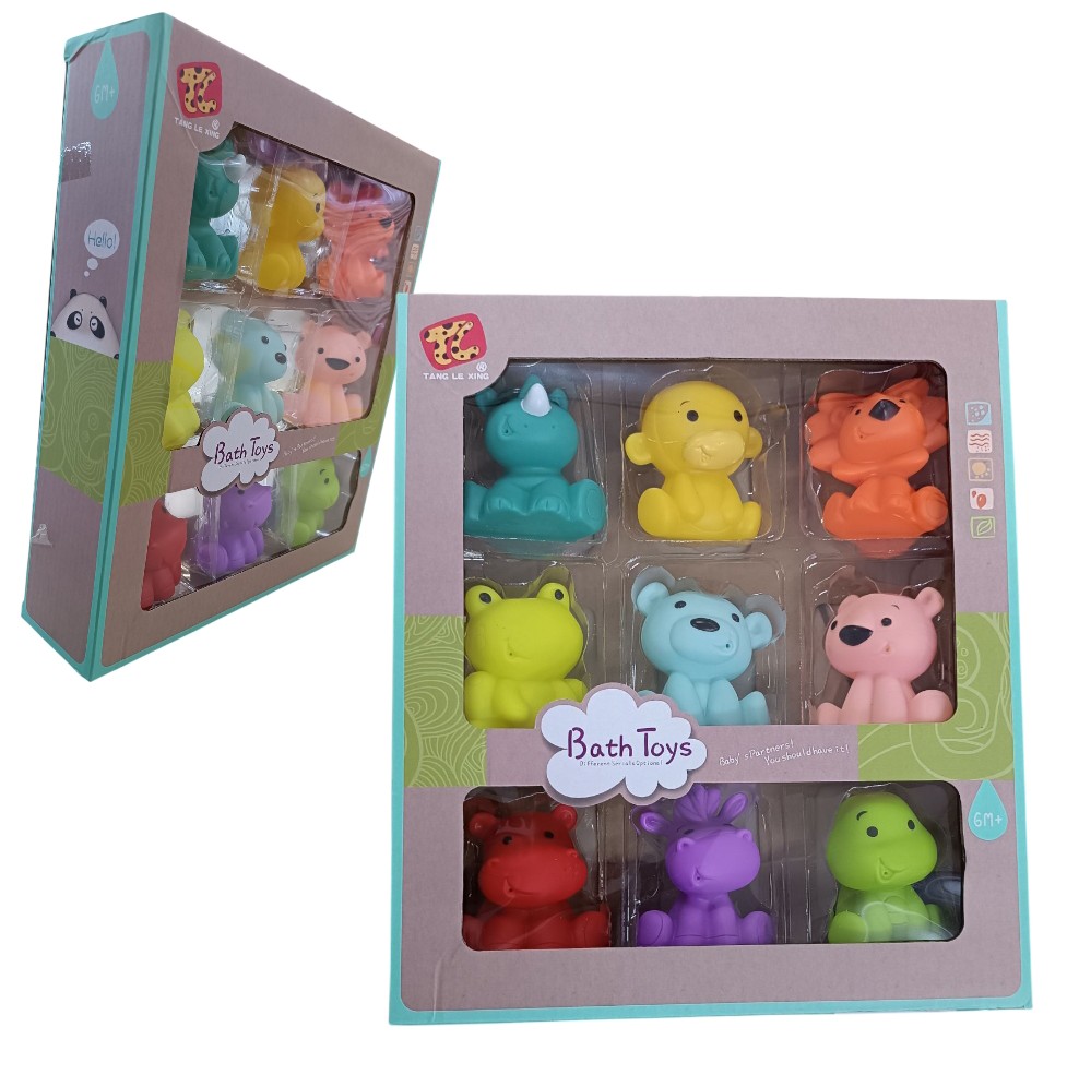 BATH TOYS ANIMALES 9 PCS