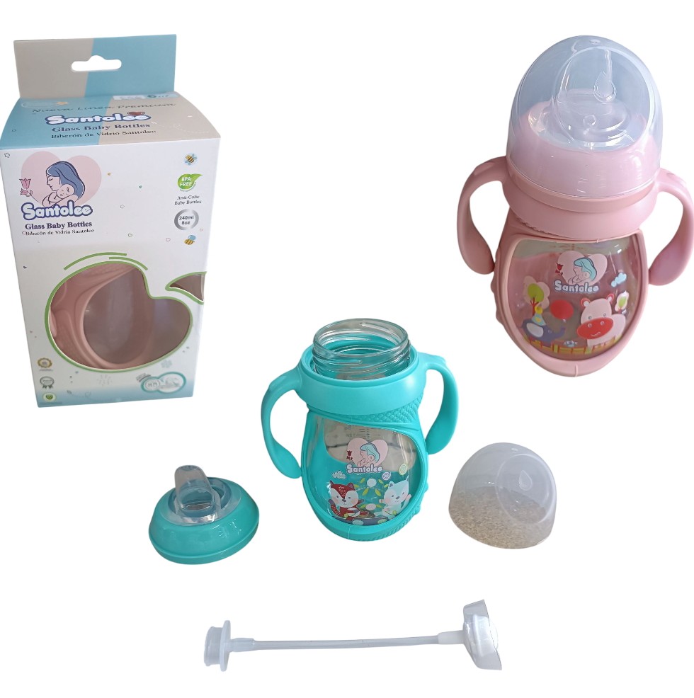 BIBERON DE VIDRIO C/ PROTECTOR SANTOLEE