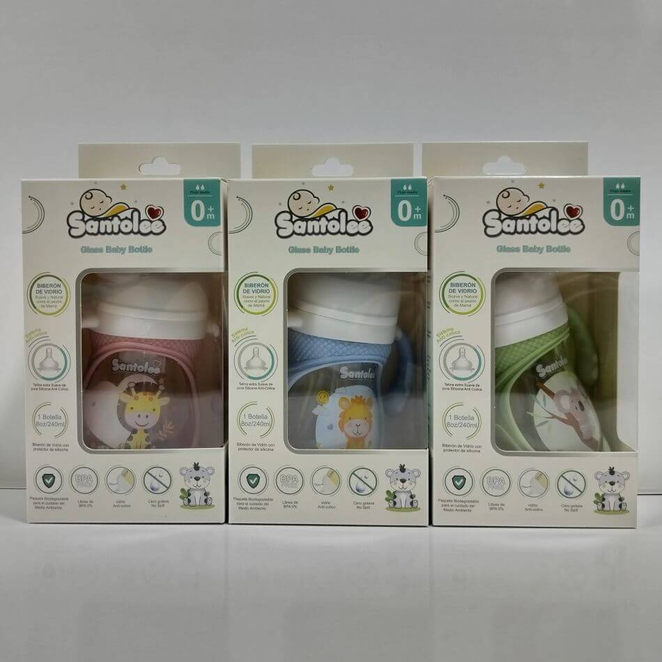 BIBERON DE VIDRIO 8 OZ CON PROTECTOR