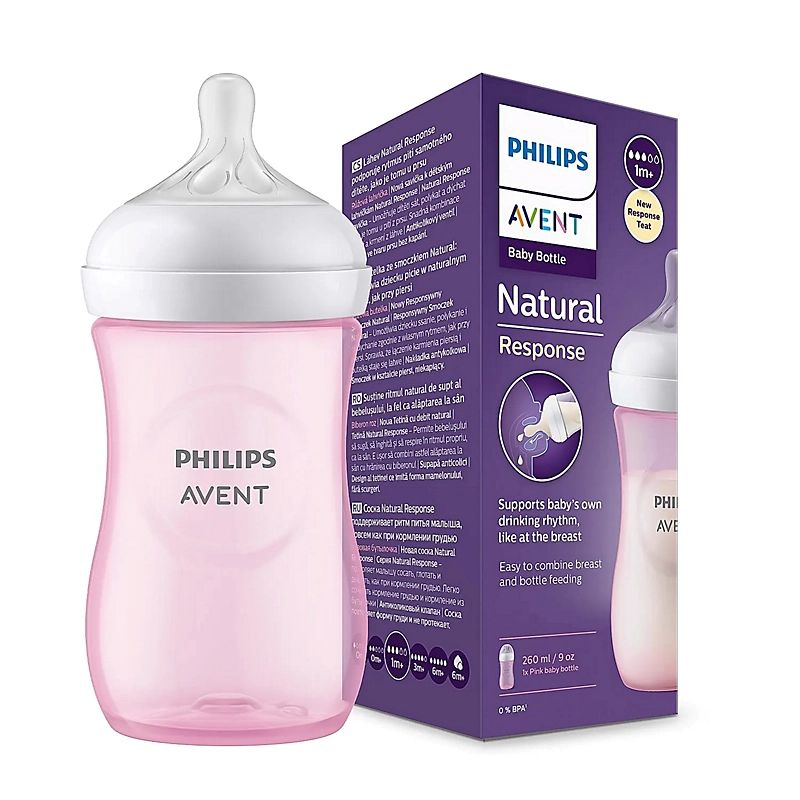 BIBERON VIDRIO ROSADO 260ML PHILIPS AVENT
